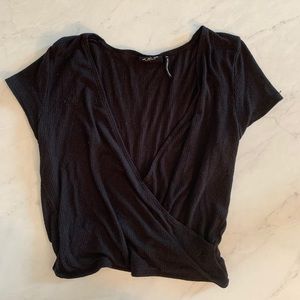Urban Outfitters Cozy Wrap Top Black